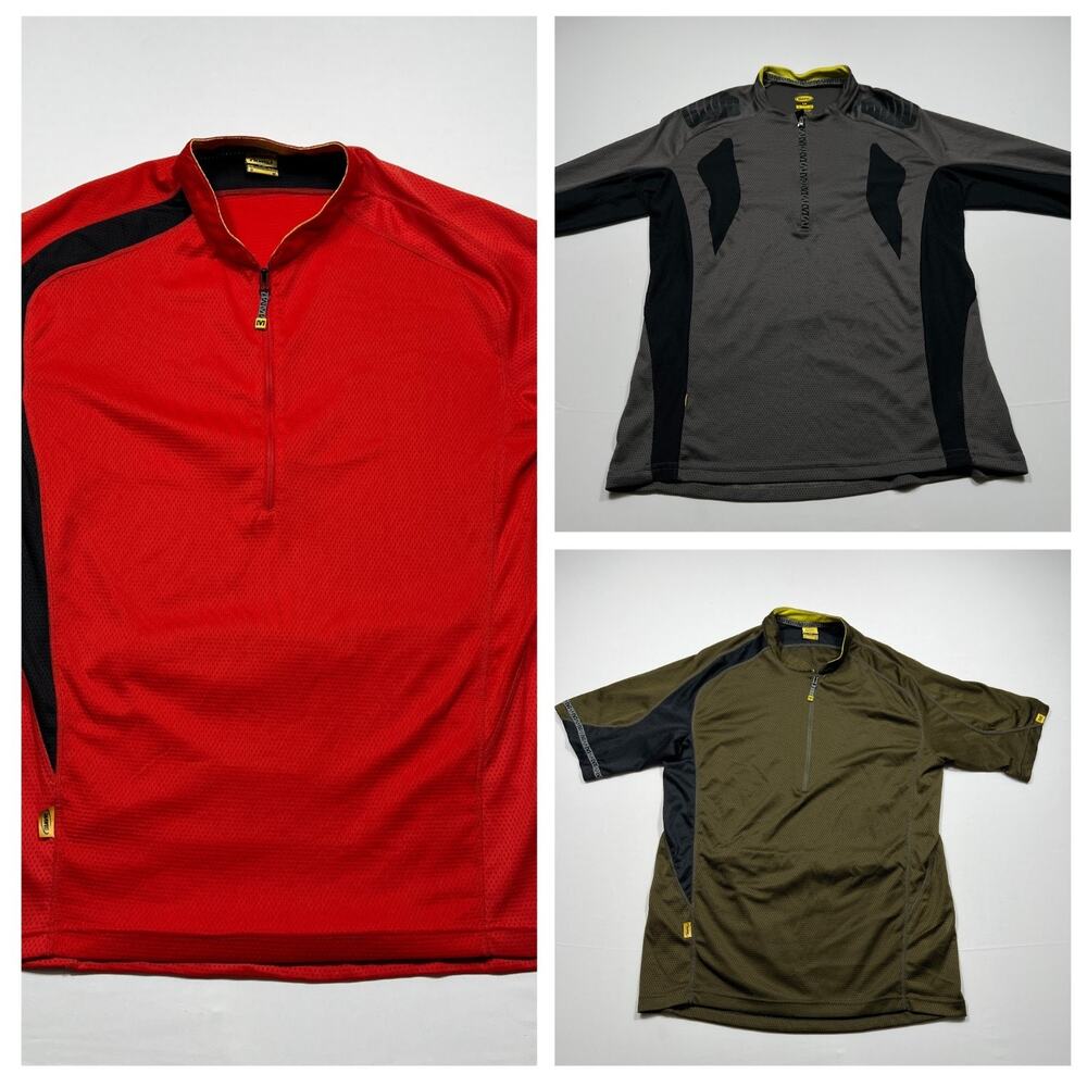 Lot of 3 -Mavic Men's Cycling Shirts Jersey 1/4 Zip Size Large Red Gray Green